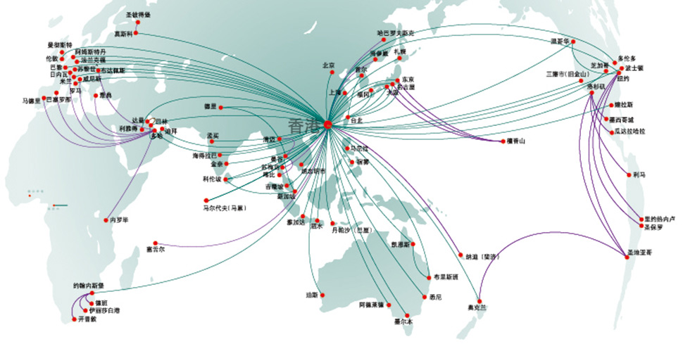 國泰航空貨運（cathay pacific cargo）航點，包括港龍貨運目的地